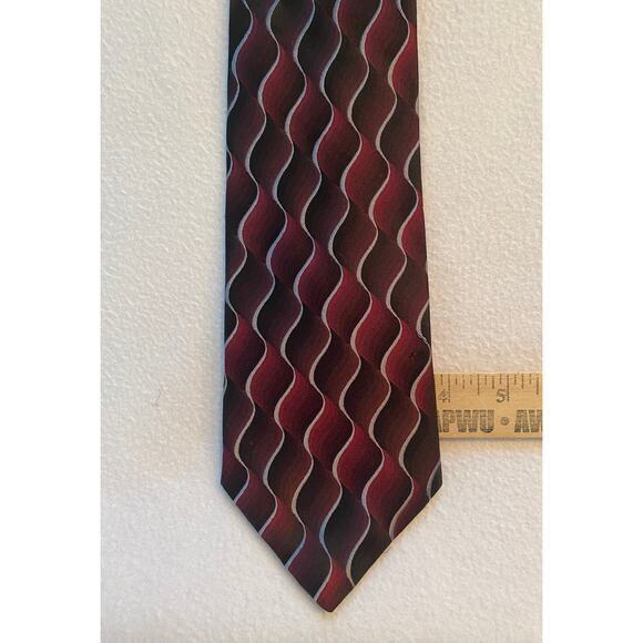 ZYLOS BY GEORGE MACHADO 100% Burgundy Silk Neck Tie 3.75”W x 60”L - Picture 3 of 4